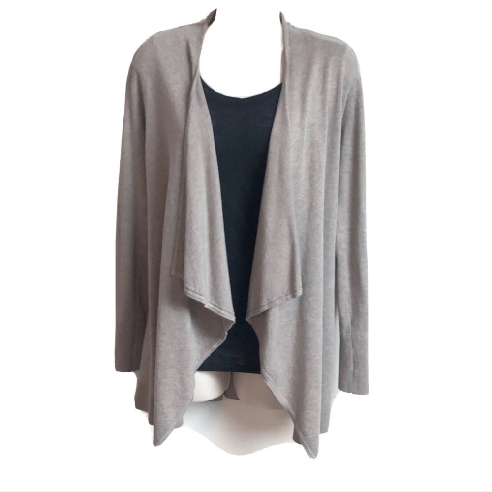 WHBM long sleeve gray knit extra small women’s open front long cardigan sw…